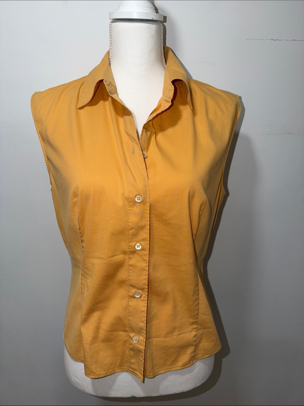 VTG PRADA Collared Sleeveless Y2K 90s Preppy MobWife Button Down Shirt Mustard
